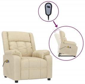 vidaXL Πολυθρόνα Μασάζ με Ανύψωση Κρεμ Υφασμάτινη