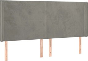 vidaXL Κρεβάτι Boxspring με Στρώμα &amp; LED Αν.Γκρι 200x200 εκ. Βελούδινο