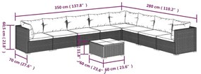 vidaXL Σαλόνι Κήπου 9 Τεμαχίων Μαύρο Συνθετικό Ρατάν με Μαξιλάρια