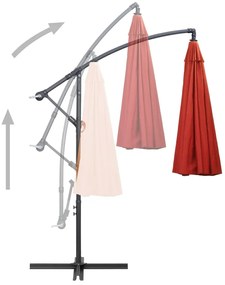 vidaXL Ομπρέλα Κρεμαστή Τερακότα 3 μ. με Ιστό Αλουμινίου