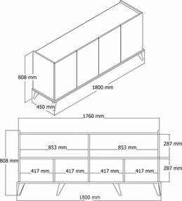 Κονσόλα Καρυδί DALE 180x45x80.8