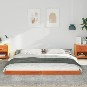 vidaXL Σκελετός Κρεβατιού Καφέ κεριού 200 x 220 cm Μασίφ ξύλο πεύκου