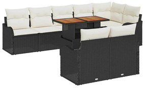 vidaXL Σετ Καναπέ Κήπου με αποθήκευση 9 pcs Μαύρο Πολυ ράταν