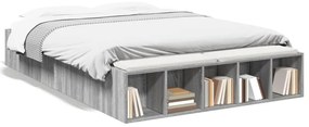 vidaXL Πλαίσιο Κρεβατιού Γκρι Sonoma 135x190 εκ. Επεξεργασμένο Ξύλο