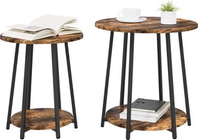 vidaXL Σετ βοηθητικά τραπεζάκια με ράφι 2 pcs Φουσκωτό δρυς και Μαύρο
