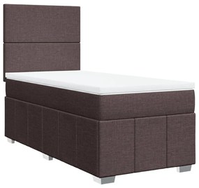 Κρεβάτι Boxspring με Στρώμα Σκούρο Καφέ 100x200 εκ. Υφασμάτινο - Καφέ