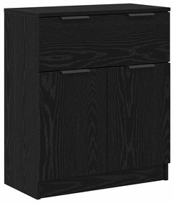 vidaXL Πλαϊνό γραφείο με συρτάρι 3 pcs Μαύρη δρυς 60 x 30 x 70 εκ.