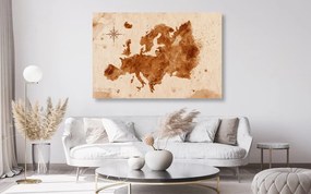 Εικόνα στον ρετρό χάρτη της Ευρώπης από φελλό - 90x60  wooden