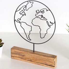 Διακοσμητικό Επιτραπέζιο World 533BSG1158 22x3,5x30cm Natural-Black Aberto Design Metal,Wood