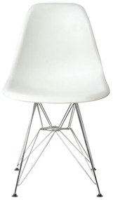 ΕΜ124,11P ART Καρέκλα Τραπεζαρίας Κουζίνας Μέταλλο Χρώμιο - PP Άσπρο  46x55x82cm Χρώμιο/Άσπρο,  Μέταλλο/PP - ABS - Polywood, , 4 Τεμάχια