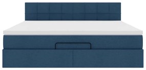 vidaXL Οθωμανικό κρεβάτι με στρώμα μπλε 180x200cm ύφασμα