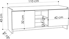 Παπουτσοθήκη Ανθρακί / Δρυς ZULLA 110x37x43