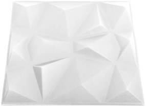 vidaXL Πάνελ Τοίχου 3D 24 τεμ. Λευκό Διαμαντιού 50 x 50 εκ. 6 μ²