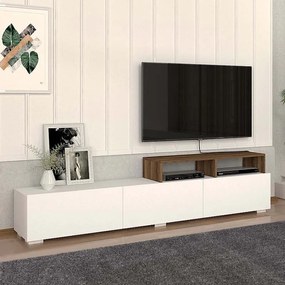Έπιπλο τηλεόρασης Elite Megapap από μελαμίνη χρώμα λευκό 210x30x49,8εκ. - 0228133