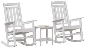 vidaXL Κουνιστή καρέκλα 3 pcs Λευκό Πολυαιθυλένιο