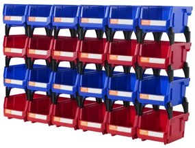 VEVOR Plastic Storage Bin, (5-Inch x 4-Inch x 3-Inch), Hanging Stackable Storage Organizer Bin, Blue/Red, 24-Pack, Heavy Duty Stacking Containers for Closet, Kitchen, Office, or Pantry Organization