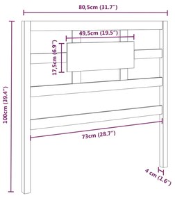 vidaXL Κεφαλάρι Κρεβατιού Μελί 80,5 x 4 x 100 εκ. Μασίφ Ξύλο Πεύκου