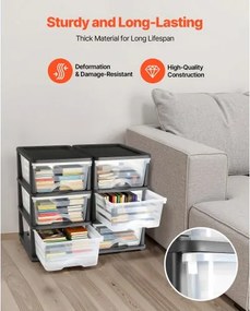 VEVOR 2 Pack Plastic Storage Drawers Storage Dresser Organizer Bins 6 Drawers