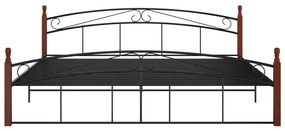 Πλαίσιο κρεβατιού μαύρο μεταλ./μασίφ ξύλο δρυς 200x200εκ - Μαύρο