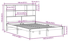 ΚΡΕΒΑΤΙ ΒΙΒΛΙΟΘΗΚΗ ΧΩΡΙΣ ΣΤΡΩΜΑ 140X190 ΕΚ ΜΑΣΙΦ ΞΥΛΟ ΠΕΥΚΟΥ 3321601