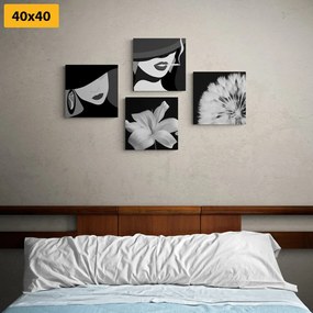 Σετ γυναικείων εικόνων σε μαύρο & άσπρο - 4x 60x60