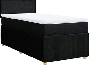 vidaXL Κρεβάτι Boxspring με Στρώμα Μαύρο 100 x 200 εκ. Υφασμάτινο