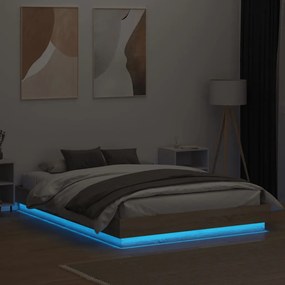 vidaXL Πλαίσιο Κρεβατιού με LED Sonoma δρυς 140x200 εκ.