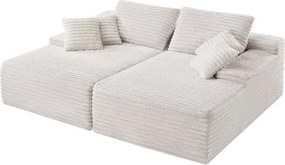 VEVOR Oversized Double Chaise Lounge 82.7-Inch Corduroy Loveseat Sofa Beige