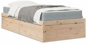 vidaXL Κρεβάτι με Στρώμα 100x200 εκ Μασίφ Ξύλο Πεύκου