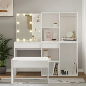 vidaXL Μπουντουάρ Σετ με LED Λευκό από Επεξεργασμένο Ξύλο