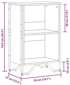 Βιβλιοθήκη Καπνιστή Δρυς 50x31x74,5 εκ. από Επεξεργασμένο Ξύλο - Καφέ