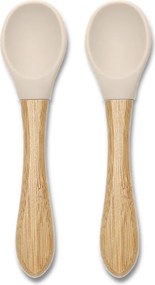 SILICONE SPOONS + BAMBOO 2PCS NATURAL BEIGE