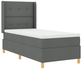 vidaXL Κρεβάτι Box Spring με Στρώμα & LED  Σκούρο Γκρι 90x200 cm Υφασμάτινο