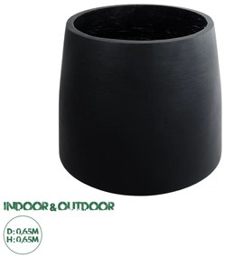 20703 GloboStar® Artificial Garden TIJUANA 20703 Διακοσμητικό Πολυεστερικό Τσιμεντένιο Κασπώ Γλάστρα - Flower Pot Μαύρο Φ65 x Υ65cm