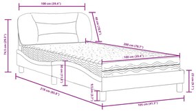 Κρεβάτι με Στρώμα Ανοιχτό Γκρι 100x200 εκ. Υφασμάτινο - Γκρι