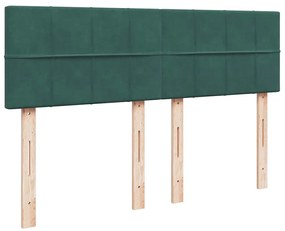 vidaXL Κρεβάτι Boxspring με Στρώμα Σκούρο Πράσινο 140x200εκ. Βελούδινο