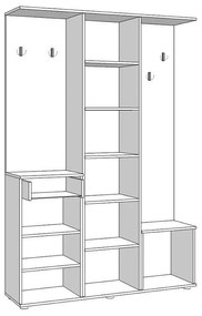 Στάντ Χολ και Παπουτσοθήκη Martin Γκρί Concrete - Λευκό 133,5x33x197,5 εκ. 133.5x33x197.5 εκ.