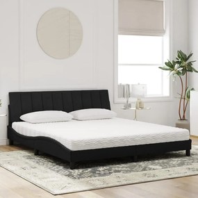Κρεβάτι με Στρώμα Μαύρο 180x200 εκ. Βελούδινο - Μαύρο