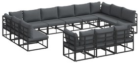 vidaXL Σετ Καναπέ Κήπου 13 pcs Μαύρο 423 x 211.5 x 71 εκ Αλουμίνιο