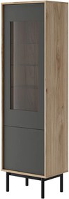 Lh-homefurniture Βιτρίνα Basic Χρώμα: Jackson Hickory + Γραφίτης 54x185x39cm 17107-BS-SV