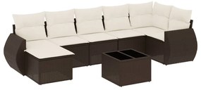 vidaXL Σαλόνι Κήπου Σετ 8 Τεμαχίων Καφέ Συνθετικό Ρατάν με Μαξιλάρια