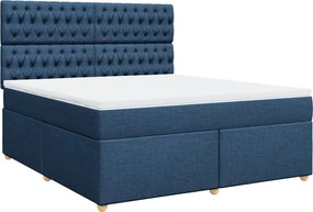 vidaXL Κρεβάτι Boxspring με Στρώμα Μπλε 180x200 εκ. Υφασμάτινο