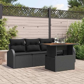 vidaXL Σετ Καναπέ Κήπου με μαξιλάρι 5 pcs Μαύρο 100 x 55 x 73 εκ