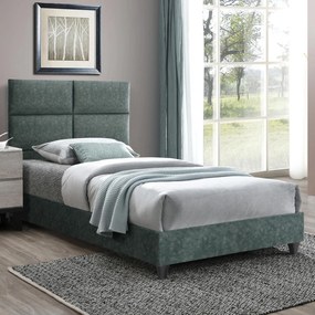 Επενδυμένο Κρεβάτι MILO Μονό Nubuck Πράσινο 90x200 εκ. 90x202x136 εκ.