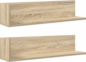 vidaXL Ράφια τοίχου 2 τεμάχια Δρυς sonoma 75x16,5x16,5 cm