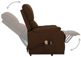 vidaXL Πολυθρόνα Μασάζ με Ανύψωση Σκούρο Καφέ Υφασμάτινη