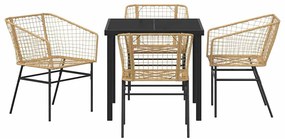 vidaXL Σέτ φαγητού για κήπο 5 pcs Καφέ συνθετικό ρατάν