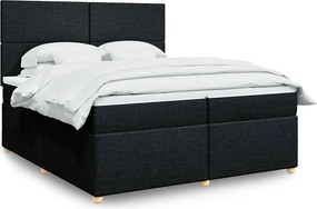 vidaXL Κρεβάτι Boxspring με Στρώμα Μαύρο 200x200 εκ. Υφασμάτινο