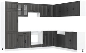vidaXL 14 Piece Kitchen Cabinet Set "Lucca" Μαύρο κατασκευασμένο ξύλο