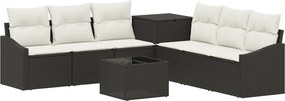 vidaXL Σετ Καναπέ 8 τμχ. Μαύρο και Κρεμ Λευκό 55 x 55 x 37 εκ